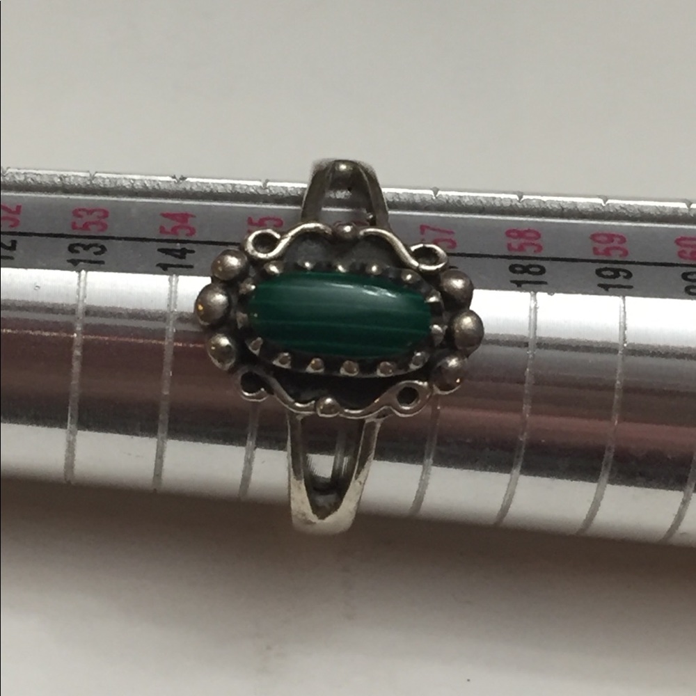 925 Malachite Signed Sterling Silver Ring - image 3